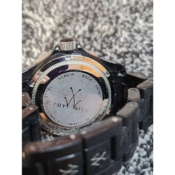 Toy Watch Black Plastermaic Watch CrystalAccent Link Watch Bracelet
